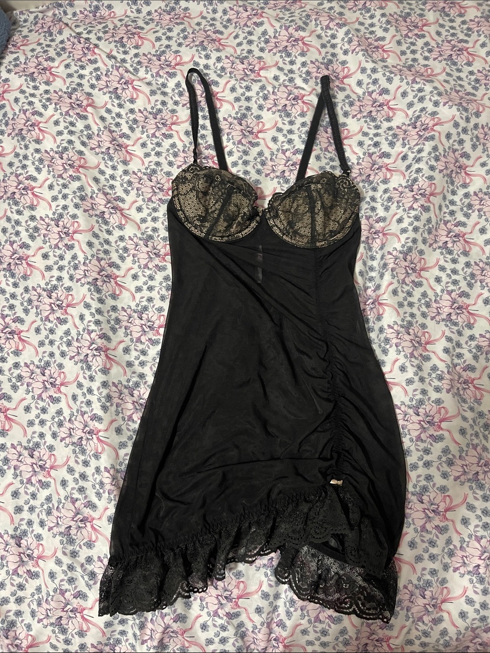 Black Lace-Trim Slip Nightdress - Women Intimates